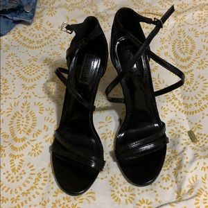 Strappy Black Open Toed Heels.